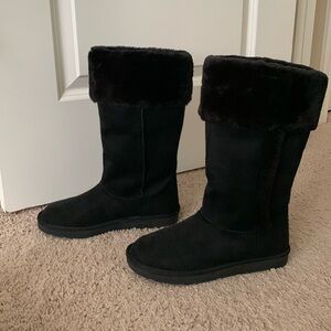 Jellypop Black velvet and fur calf boot, size 7, Never worn